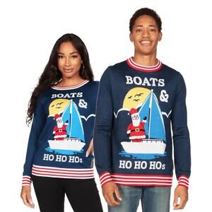 New Tipsy Elves Men's Boats & Ho Ho Ho's Sweater - Large